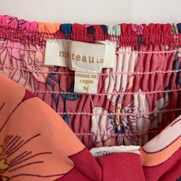 NWT monteau LA Tropical Smocked red V-neck Cutout Sleeveless Maxi Dress/ Size M - Picture 4 of 5